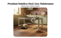 Stainless Steel Kitchen Shelf Rustproof Countertop Storage Rack Heavy Duty Single Tier Utility Shelf for Homeowners, Renters, Pantry, Washroom, Office