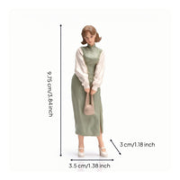 1/18 Miniature Figurine with Handbag Detailed Painted Miniature Person Authentic-Looking Figure with Handbag for Diorama Builders, Collectors