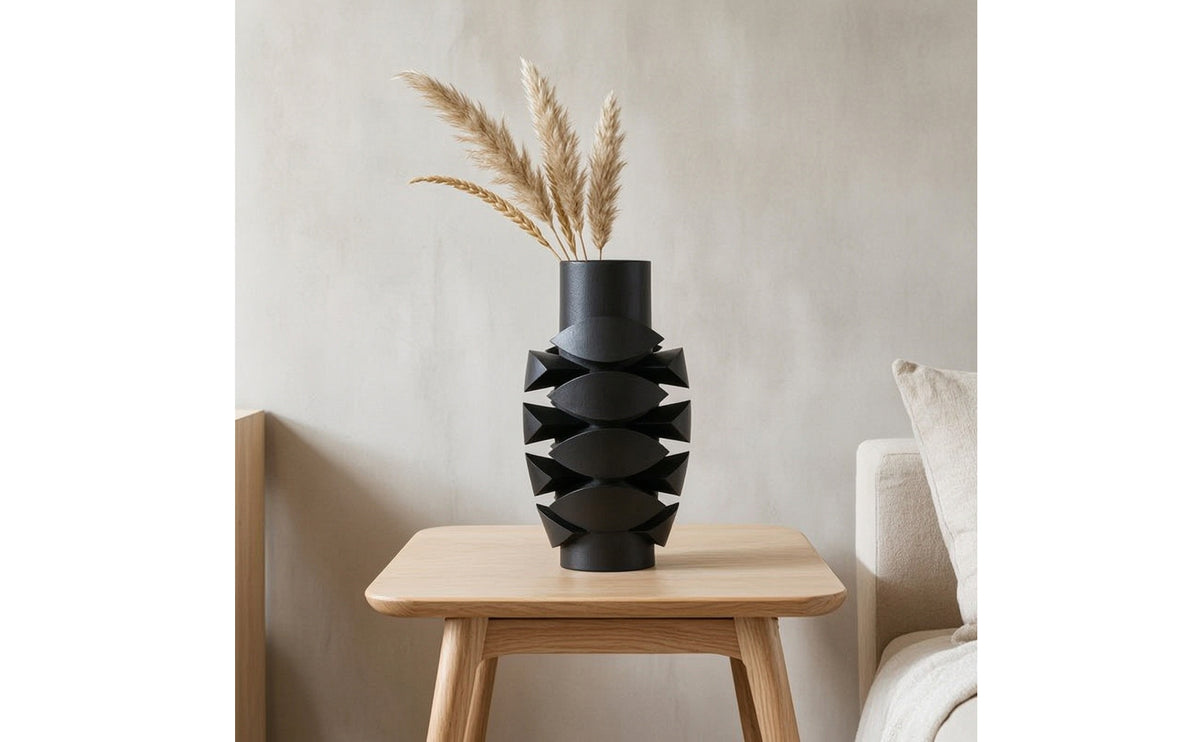 Vase with Leaf Relief Modern Sculptural Vase Textured Flower Holder for Living Room, Entryway, Dining Table