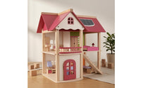 Wooden Dollhouse Balcony Open-Frame Dollhouse Decorative Backboard Kids Toy for Children