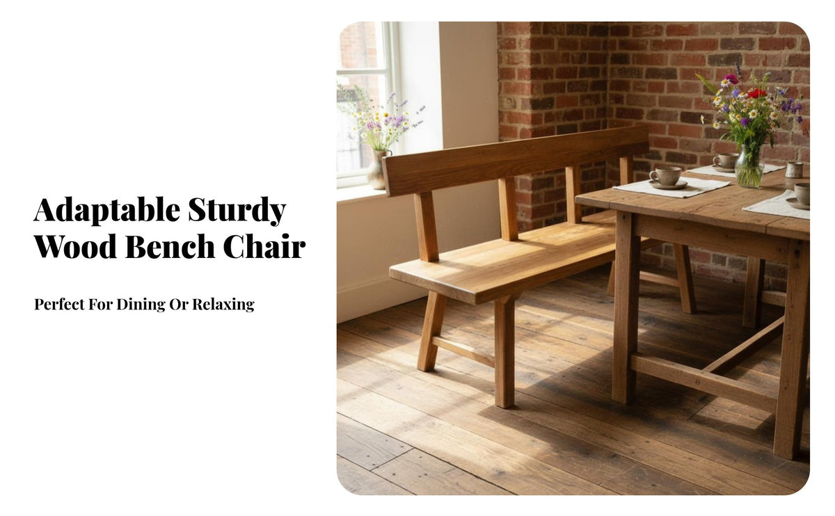 Rustic Design Bench with Backrest Natural and design Slatted Wood Bench adaptable Outdoor Furniture sturdy Duty for property owners, Business Owners, Cafe, Restaurant, Porch, Dining Room