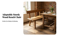 Rustic Design Bench with Backrest Natural and design Slatted Wood Bench adaptable Outdoor Furniture sturdy Duty for property owners, Business Owners, Cafe, Restaurant, Porch, Dining Room