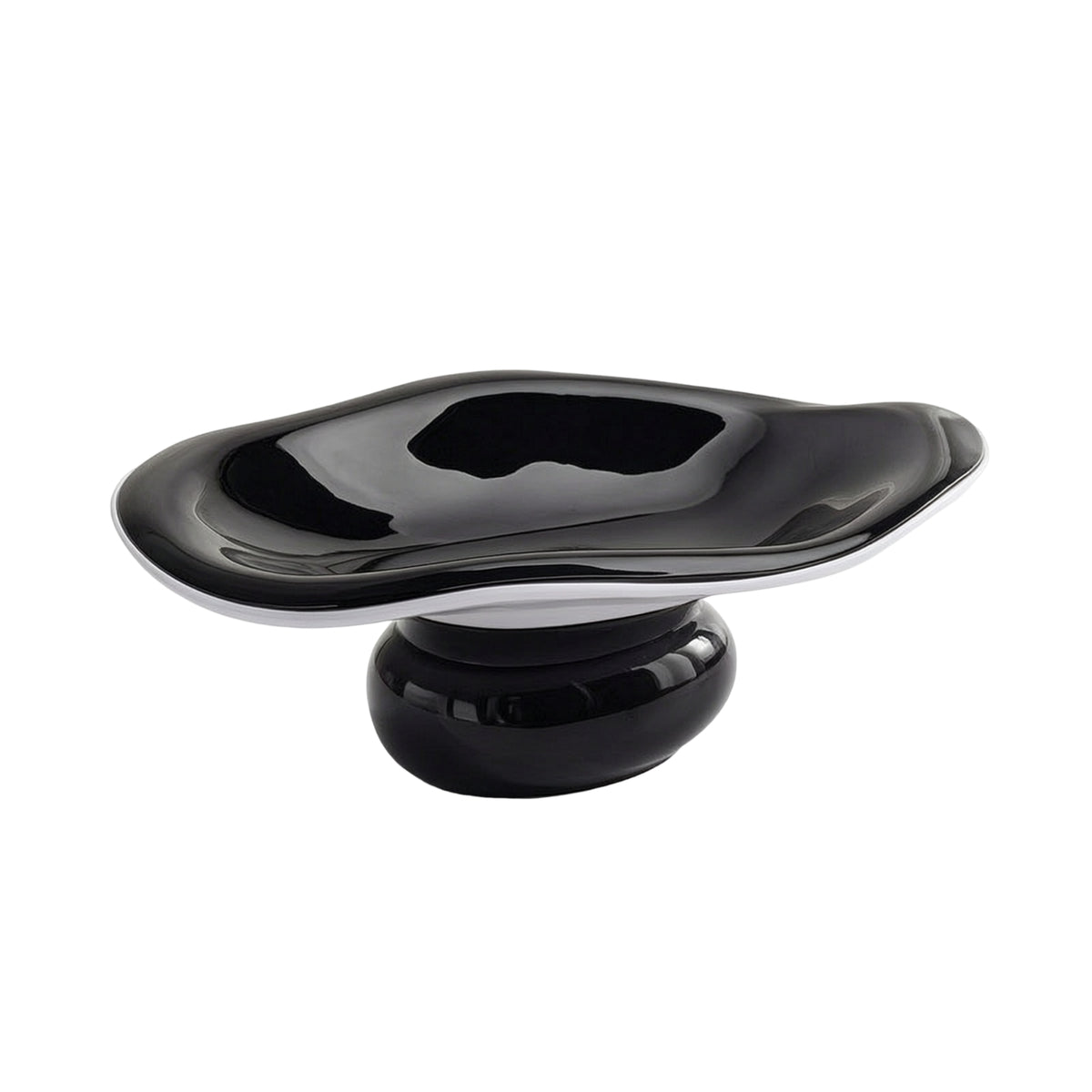 Irregular Fruit Platter Modern Oval Dish with Pedestal Base Large Footed Bowl High-Gloss for Living Room
