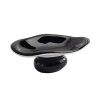Irregular Fruit Platter Modern Oval Dish with Pedestal Base Large Footed Bowl High-Gloss for Living Room