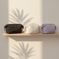 Quilted Cosmetic Bag Small Padded Makeup Bag Makeup Pouch with Zipper Portable Toiletry Pouch Soft for Women, Bathroom, Gym