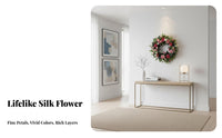 Artificial Peony Wreath Realistic Flowers Rosy Flower Door Wreath Front Door Flower Arrangement No Maintenance Required