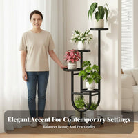 Lockable Casters Multi-Tier Plant Stand with Wheels Sturdy Carbon Steel Metal Plant Stand with Wheels Anti-Rust Rolling Flower Pot Shelf Multifunctional for Balcony, Living Room, Bedroom, Office