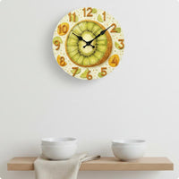 Fruit-Themed Wall Clock Decorative Botanical Pattern Clock Operated Home Decoration for Bedroom