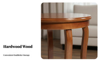 Simple Design Round Two-Tier Table Multi-Purpose 2-Tier Round Table Space-Saving Household Furniture Sturdy Construction for Apartment Dwellers, Homeowners, Families, Living Room, Small Areas, Bedroom, Hallway