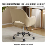 Adjustable Height Upholstered Rolling Armchair Wheeled Base Desk Chair Ergonomic Design Swivel Seat Easy to Assemble for Students, Adults, Teens, Study Room, Bedroom, Vanity Station