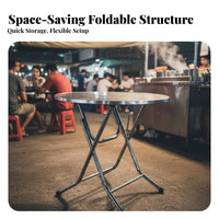 Stainless Steel Folding Table Foldable Design Industrial Design Folding Chair Commercial Grade Portable Metal Dining Table for Homeowners, Events