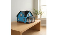 Miniature house  with Porch European-Style Gabled Roofed House Model Decorative Dollhouse for Architectural Scenes