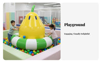 Multi-Activity Inflatable Castle sphere Pit Compatible Multi-Activity Obstacle Course Includes Slide and Seesaw vividly Colored