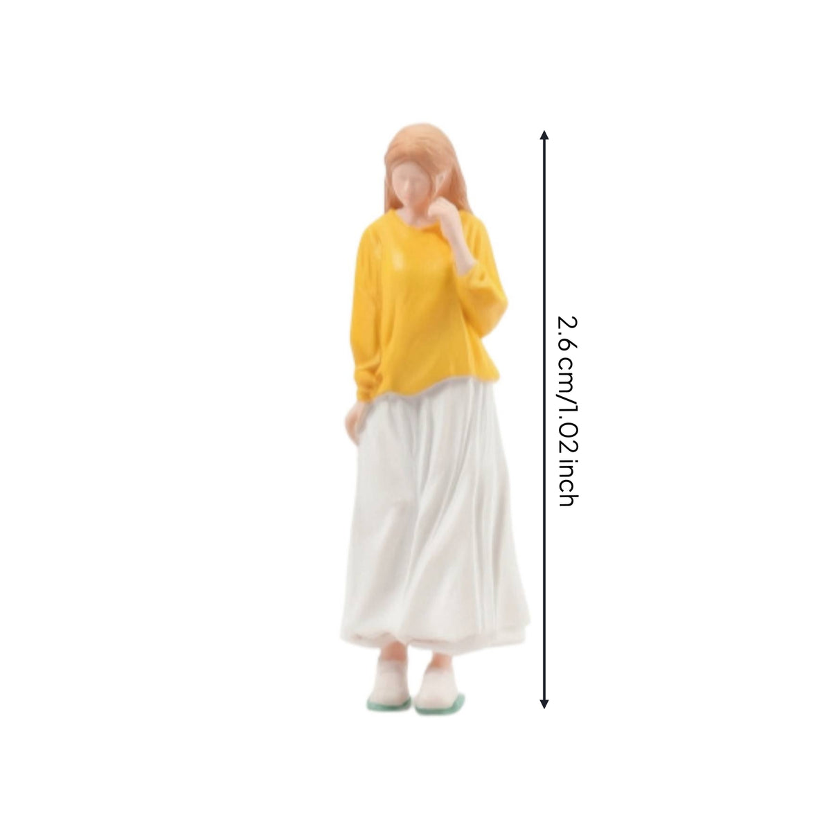1/64 Miniature Woman Figurine Resin Woman Figurine with Standing Pose Decorative Standing Figure for Collectors, Model Train Layout, Tabletop Display