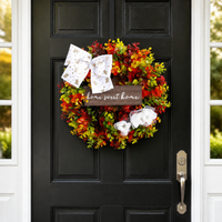 40cm Multicolour Eucalyptus Door Wreath, Artificial Wreath for Front Door, Indoor Outdoor All Year Home Decor