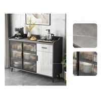 Cabinet with Fluted Glass Doors Modern Sideboard Cabinet Contemporary Sideboard with Storage for Dining Room, Kitchen, Entryway