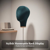 Velvet Hairpiece Display Head Space Saving Wall Mount Hairpiece Stand Sturdy Metal Hook Wall Mounted Mannequin Head for Retailers, Closet, Entryway