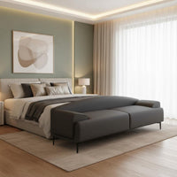 Multi-Purpose Bed End Bench with Backrest Comfortable Sponge Filling Minimalist Bedroom Bench Wear Resistant Home Furniture for Entryway, Cloakroom, Living Room