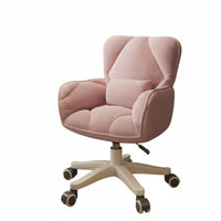 Adjustable Height Upholstered Swivel Chair 360° Rotation Upholstered Rolling Armchair Soft Padding Office Seating Support for Students, Adults, Teens, Dormitory, Study Room, Bedroom, Vanity Area