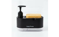 Space-Saving Soap Dispenser with Sponge Holder Compact Dish Soap Pump with Sponge Tray Refillable Ventilated for Countertop