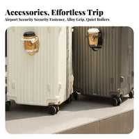 Rigid-Shell Hand Luggage Casters Rigid-Shell Trolley with Beverage Holder 360-Degree Rotation Suitcase for Explorers, Students, Holiday