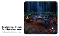 IGT Compatible customizable Camp Desk Foldable space-saving Camp Table Multi-Functional Camping Furniture aesthetic for al fresco diningkers, Backpackers, Outdoors, Campsite, Tailgating, Backyard