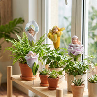 4 Pieces Resin Fairy Figurines with Stake Decorative Plant Stakes with Fairy Figures Whimsical Resin Plant Stakes for Enclosed Glass Gardens