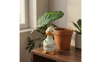 Leaf Topper Duck Garden Ornament Green Stem Resin Duck Ornament Textured Feathers Outdoor Decor Orange Beak for Courtyard, Potted Plants