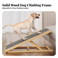 Solid Wood Construction Foldable Wooden Pet Ladder Portable Adjustable Dog Ramp Space-Saving Design for Owners of Senior Pets, Indoors, Home