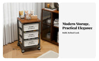 Large Capacity Rolling Storage Cart Space-Saving Design Storage Cart with Wheels Multifunctional Mobile Shelving Unit with Wood Top Easy Assembly for Students, Bedroom, Living Room, Small Areas