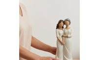 Warm Glowing Light Mother Daughter Hugging Statue Unique Home Decor Mother Daughter Statue Gift Ready Heart Cutout Figurine Lamp for Mothers, Daughters, Grandmothers, Living Room, Bedroom, Office Desk