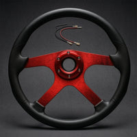 14-Inch Racing Steering Wheel 350mm Aftermarket Steering Wheel Three-Spoke Textured Grip for Car Enthusiasts, Drivers, Track Days