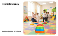 5 Pieces Indoor & Outdoor Play Balance Stepping Stones Colorful Design Kids Stepping Stones Set Heavy Duty Stackable Balance Blocks for Preschoolers, Toddlers, Kindergarten, Playroom