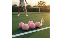 6 Pieces Chemical Fiber Pink Tennis Ball Stitched Seams Fuzzy Tennis Ball Standard Shape