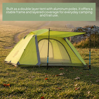 Double Layer Backpacking Tent Lightweight 2-Person Tent Outdoor Shelter Portable Easy Setup for Trekking