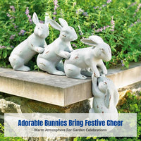 Easter Four Linked Hare Resin Decor, Garden Sculpture, Outdoor Figurine