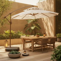Cantilever Umbrella with Wheeled Base Commercial Offset Patio Umbrella with Light Heavy-Duty for Restaurants, Cafes, Patios, Terraces, Storefronts