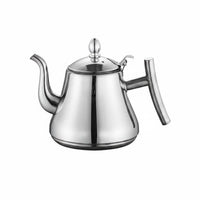 Long Curved Spout Induction Kettle with Mesh Filter Tapered Body Stainless Steel Gooseneck Kettle Precision Pouring Polished Gooseneck Coffee Pot