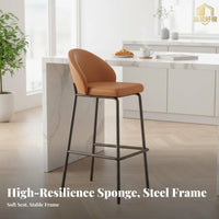 warehouse aesthetic Upholstered Counter Stool with Backrest Light Luxury Design Bar Chair Sturdy Metal Frame Seating Furniture Padded Seat for Cafe Owners, Homeowners, Adults, Restaurant, Bistro, Kitchen Island, Dining Room