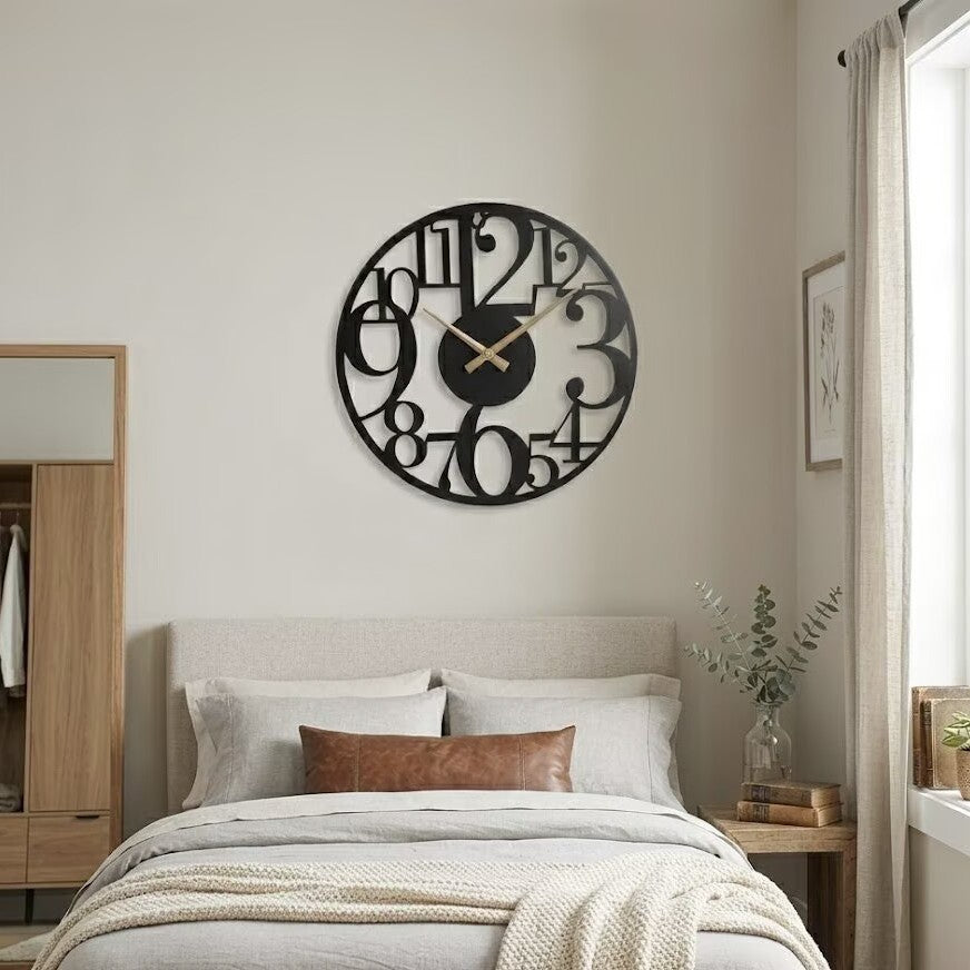 Nordic Style Round Silent Wall Clock, Iron Art, Decorative