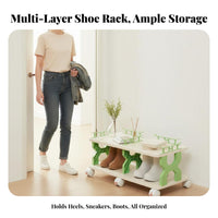 Space-Saving Multi-Layer Shoe Rack Easy Installation Mobile Shoe Rack Small Footprint Long-Lasting for Students, Families, Renters, Entryway, Dorm Room, Hallway, Bedroom