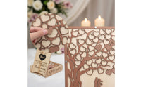 Easy Assembly Wedding Guest Book Substitute Wall Mountable Wooden Heart Drop Guest Book Includes Stand Wedding Sign-in Frame for Bridal Shower, Engagement Party