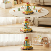 Sensory Push Toy Car with Beads Interactive Press and Rotate Toy Educational for Babies, Toddlers, Floor Play, Playroom