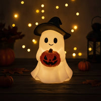Ghost Figurine with Pumpkin Freestanding for Shelf