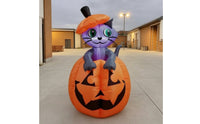 Inflatable Cat in Pumpkin Weather-Resistant Pumpkin Cat Inflatable Yard Ornament for Lawn