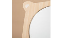 Natural Bear Mirror with Loop Smooth Wooden Handheld Mirror Compact Toy Educational for Toddlers, Playroom