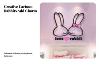 Hare Wall Decal Bunny Wall Sticker Removable Cartoon Bunny Acrylic Decoration for Children, Parents, Living Room, Playroom, Washroom