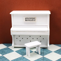 1:12dollhouse  miniatures食玩diy模型仿真迷你微缩白色木制钢琴