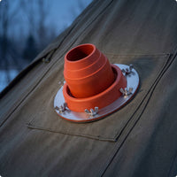 Anti-Scald Sleeve with Metal Flange Heat-Resistant Silicone Chimney Flashing Tapered Oven Jack Kit for Camping Tents, Wood Stoves, Outdoor Cooking