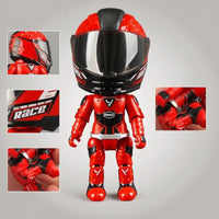 Motorcycle Helmet Action Figure with Movable Joints Mixed-Material Motorcycle Motorcyclist Figure Racer Model Articulated